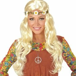 Widmann 1960's Hippie Blonde Wig With Daisy Headband