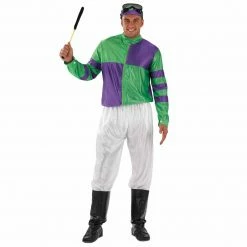 Funshack Uniform Costumes Jockey Costume Green And Purple Adult