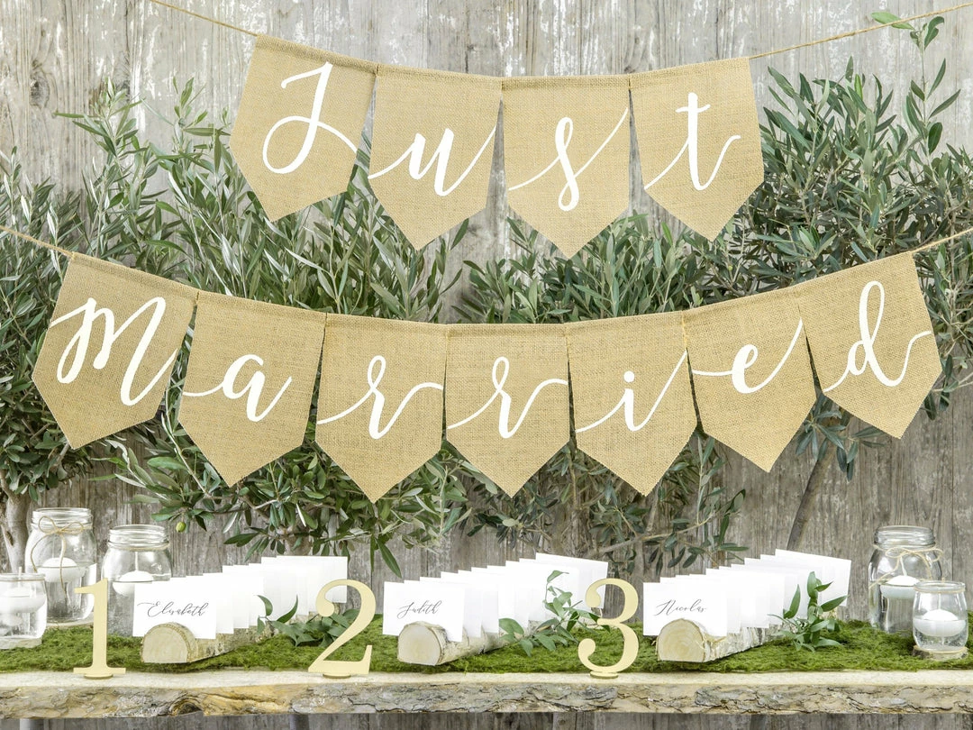 Partydecor Just Married Bunting Burlap Party Supplies