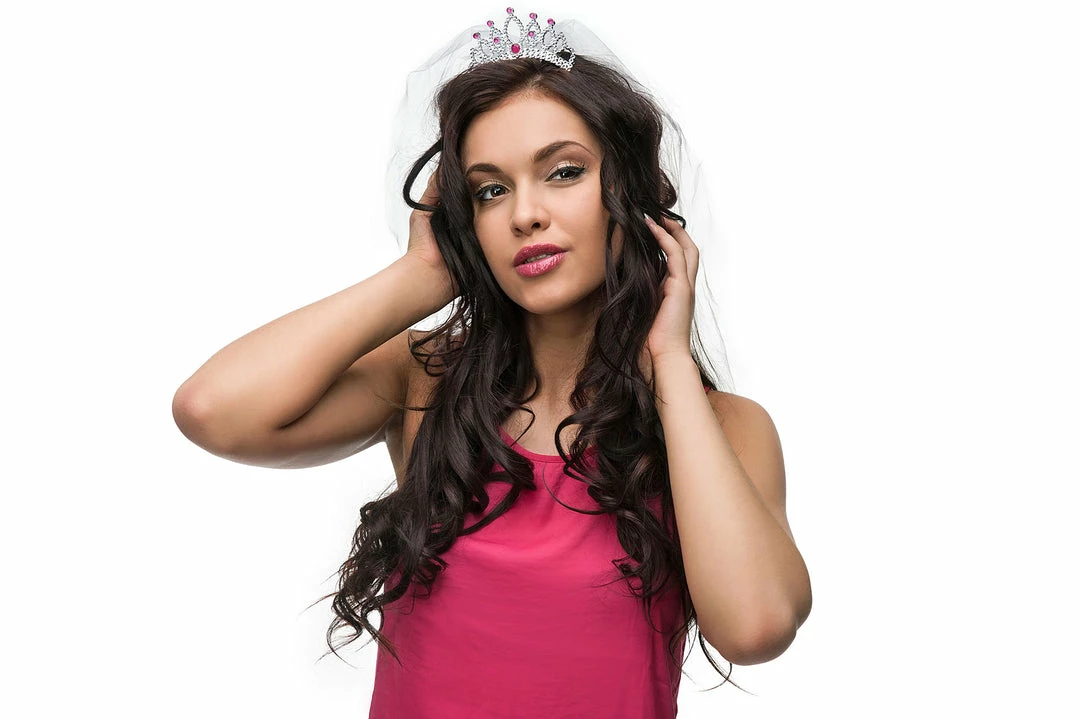 Partydecor Hen Party Tiara With Veil Silver