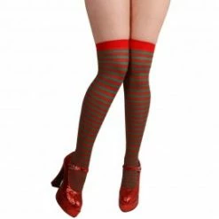 Wicked Red & Green Candystripe Thigh Highs