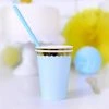 Partydecor Light Blue And Gold Trim Paper Cups Pk Of 6