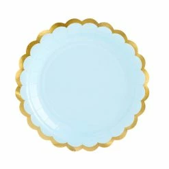 Partydecor Light Blue And Gold Trim Paper Plates Tableware