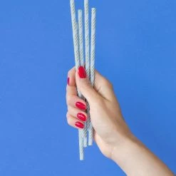 Partydecor Light Blue With Gold Metallic Stripe Paper Straws Party Decorations