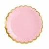 Partydecor Light Pink And Gold Trim Paper Plates