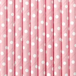 Partydecor Light Pink Polka Dot Paper Straws