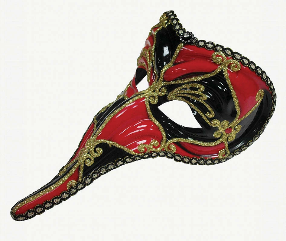 Bristol Loki Red And Black Long Nose Venetian Masquerade Mask Costume Accessories