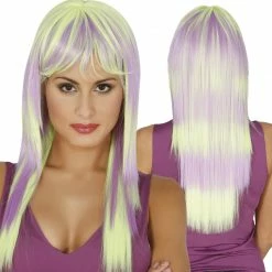 Fiestas Guirca Long Green And Purple Two Tone Wig Wigs