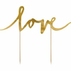 Partydecor Love Cake Topper Gold