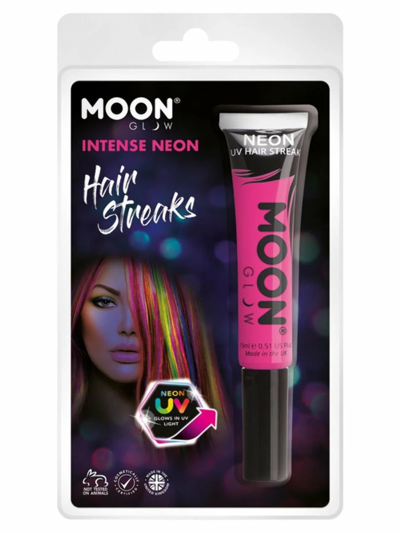 Moonglow Costume Accessories Moon Glow Intense Neon UV Hair Streaks Pink
