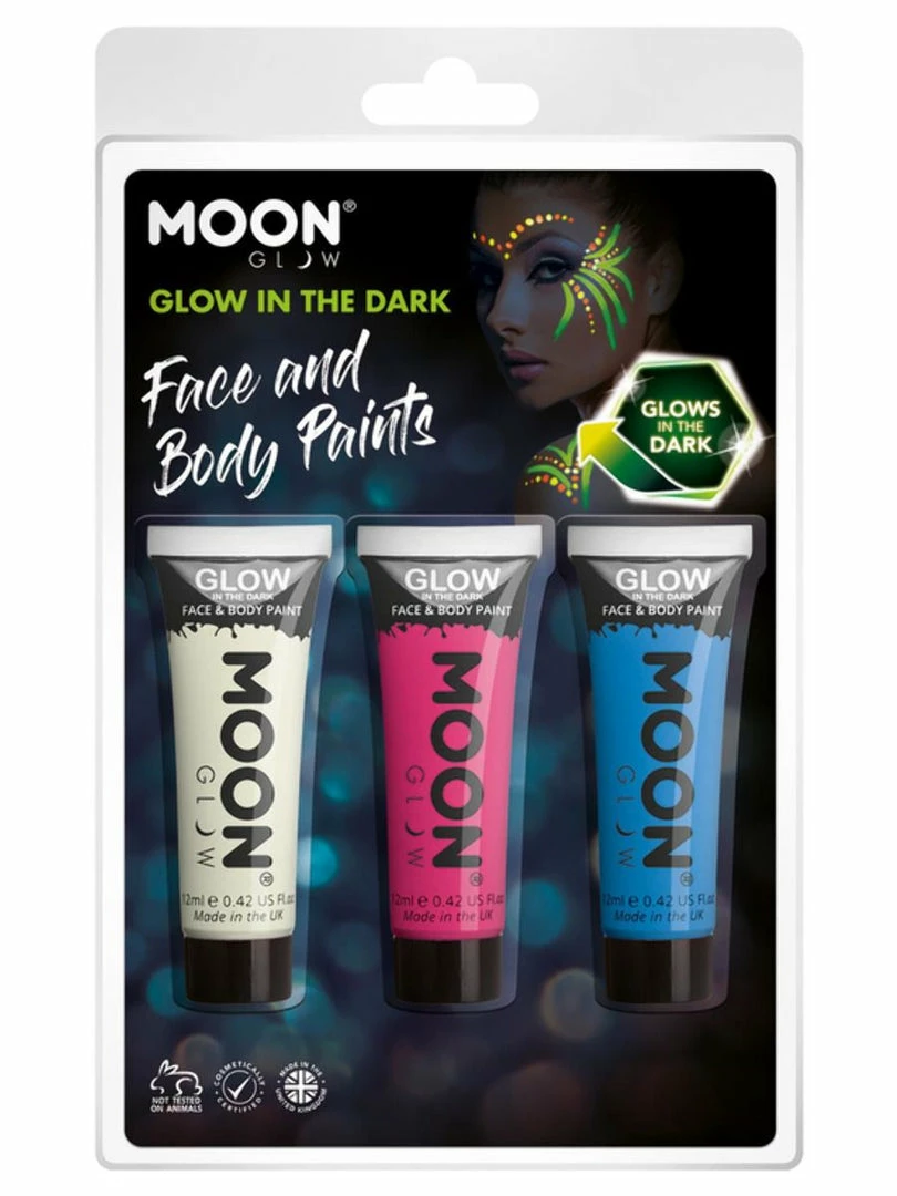 Moonglow Moon Glow In The Dark Paint White Pink Blue Pack