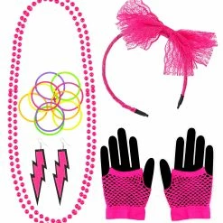 Widmann Neon Pink 80's Costume Accessory Set