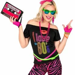 Widmann Neon Pink 80's Costume Accessory Set