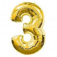 My Fancy Dress Party Supplies Number 3 Gold Foil Balloon
