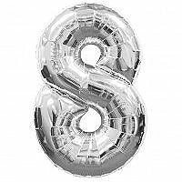 My Fancy Dress Party Supplies Number 8 Silver Foil Balloon