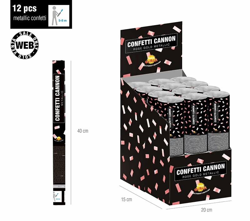 Fiestas Guirca Pink Gold Confetti Cannon 30cm