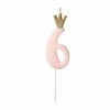 Partydecor Pink Number 6 Birthday Candle With Crown