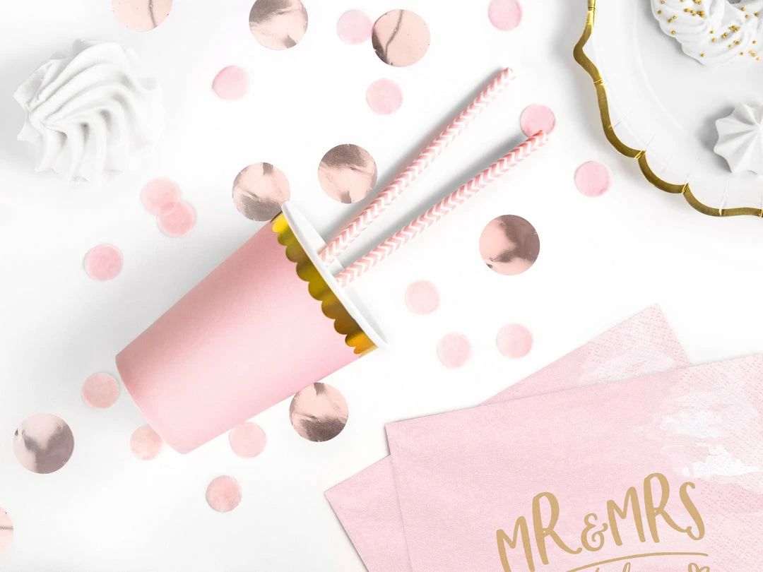 Partydecor Pink And Gold Trim Paper Cups Pk Of 6 Party Supplies