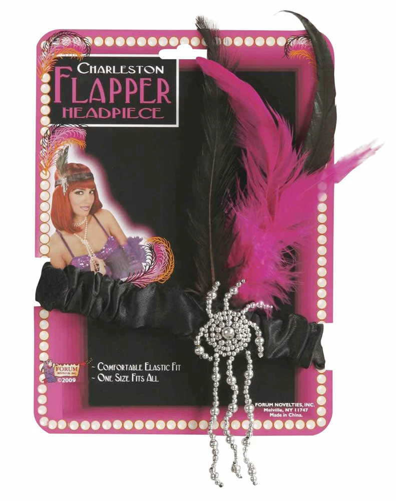 Bristol 1920's Flapper Headband Pink And Black