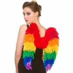 Wicked Rainbow Feather Wings Costume Accessories