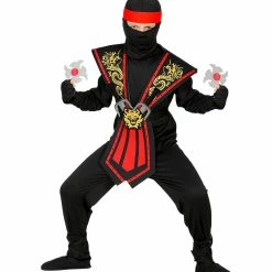 Widmann Kid's Halloween Red Kombat Ninja Costume With Weapons