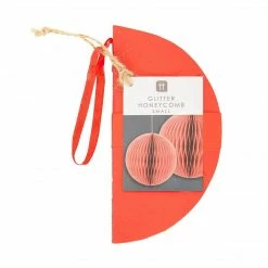 Talking Tables Red Glitter Honeycomb Decoration 15cm Christmas Gift And Decoration Ideas