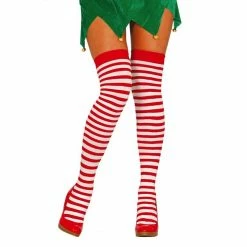 Bristol Ladies Christmas Red And White Striped Stockings