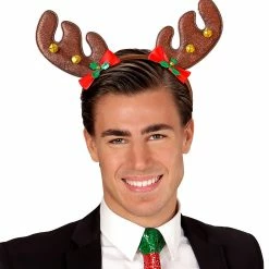 Widmann Reindeer Antlers With Red Bows And Jingle Bells
