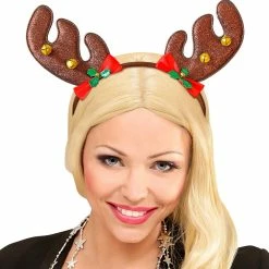 Widmann Reindeer Antlers With Red Bows And Jingle Bells