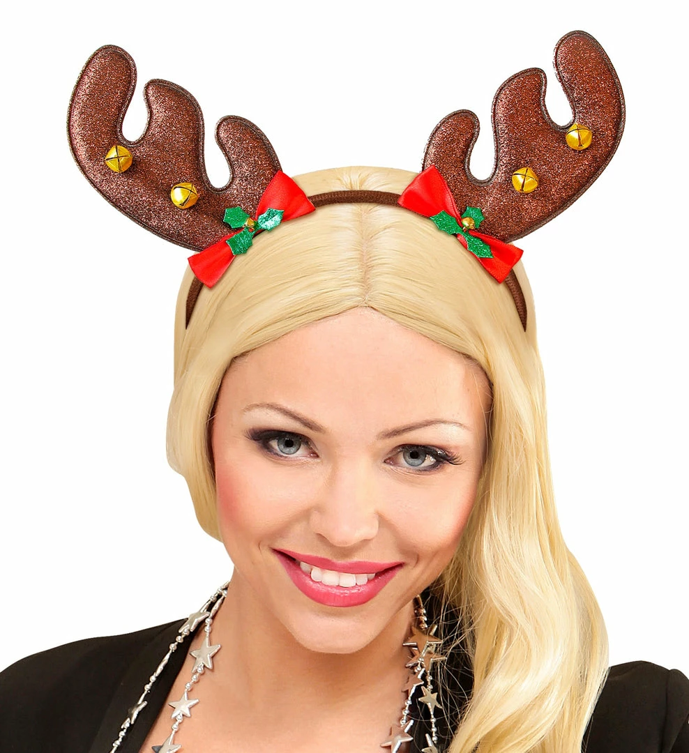 Widmann Reindeer Antlers With Red Bows And Jingle Bells
