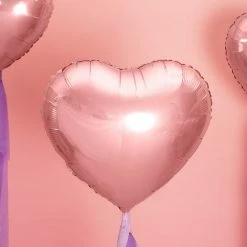 Partydecor Valentines Rose Gold Heart Foil Balloon 18"