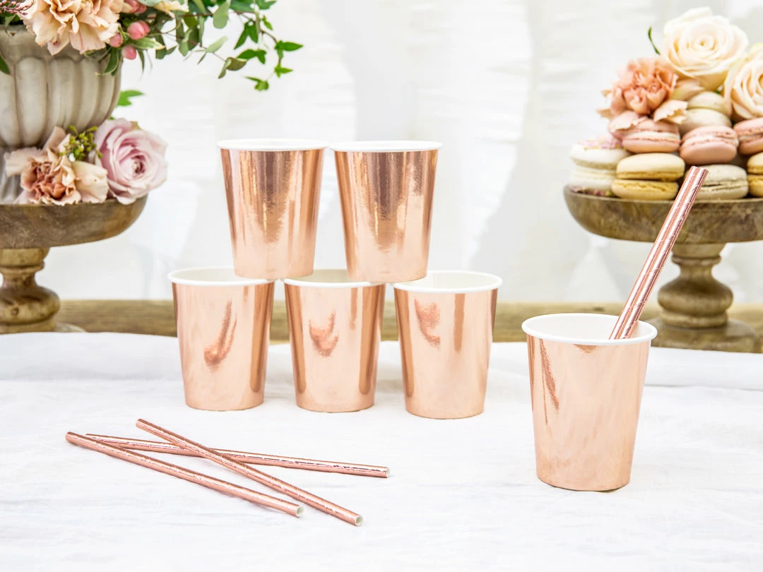 Partydecor Rose Gold Metallic Paper Cups Party Supplies