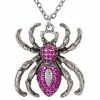 Widmann Halloween Accessories Silver Spider Necklace With Purple Back