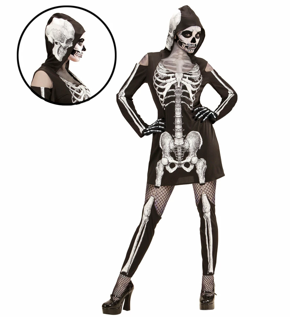 Widmann Skeleton Hooded Dress Costume Adult