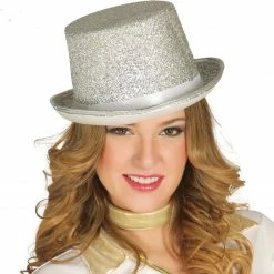 Fiestas Guirca Hats & Headwear Sliver Glitter Top Hat