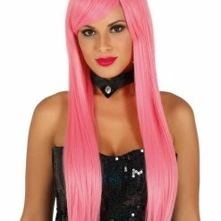 Fiestas Guirca Straight Long Pink Wig Deluxe Wigs