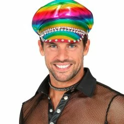 Widmann Studded Jewelled Rainbow Biker Hat