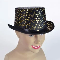Bristol Top Hat Black And Gold Pattern Costume Accessories