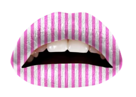 My Fancy Dress Pink Candy Stripes Violent Lips Temporary Lip Tattoo Facepaints & FX
