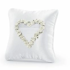 Partydecor Wedding White Flower Ring Bearer Pillow