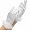 Widmann White Satin Gloves With Marabou Trim Costume Accessories