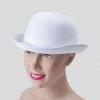My Fancy Dress White Bowler Hat Satin Finish