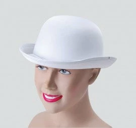 My Fancy Dress White Bowler Hat Satin Finish