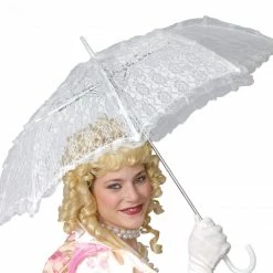 Fiestas Guirca Victorian Costumes Victorian Edwardian White Lace Parasol Umbrella