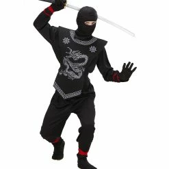 Widmann Black Dragon Ninja Costume Boys Halloween