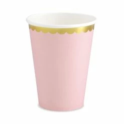 Partydecor Pink And Gold Trim Paper Cups Pk Of 6 Party Supplies