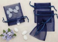 My Fancy Dress Party Supplies Navy Sheer Organza Bags Medium